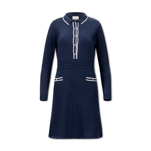 HOPE & HENRY TIPPED BUTTON FRONT SWEATER DRESS 