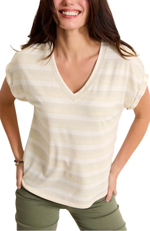 Shop Tommy Bahama Kauai Island Voyage Stripe V-neck T-shirt In Fresco Heather