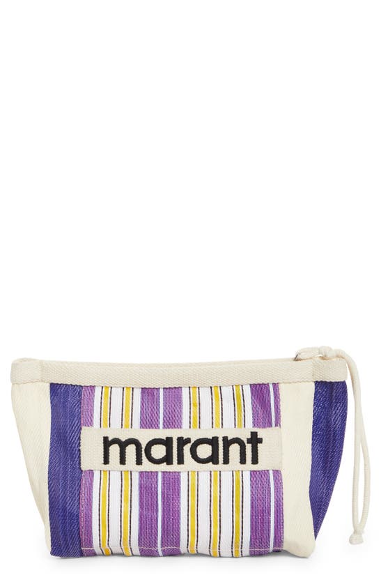 Isabel Marant Powden Stripe Nylon Pouch In Multicolor/purple