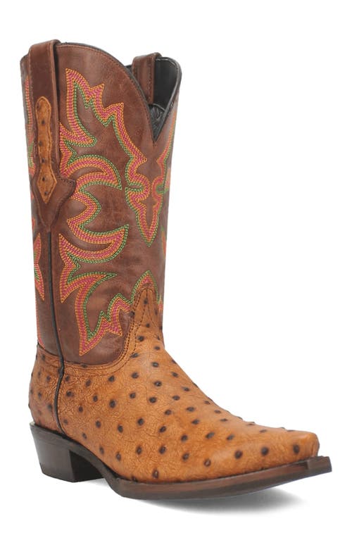 Dingo Outlaw Ostrich Embossed Cowboy Boot In Brown