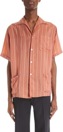 Stripe Cupro Twill Button-Up Shirt