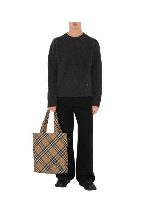 Burberry Check Tote In Sand