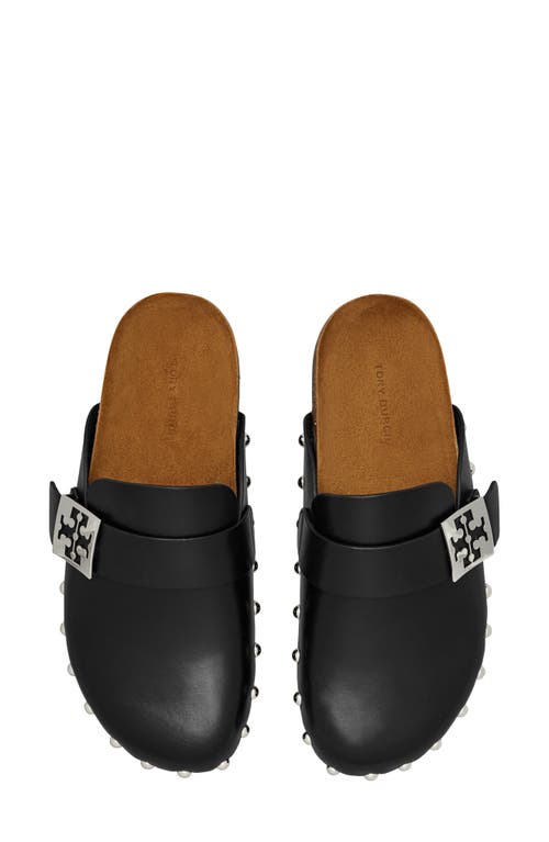 Tory Burch Mellow Leather Buckle Slide Mules In Black
