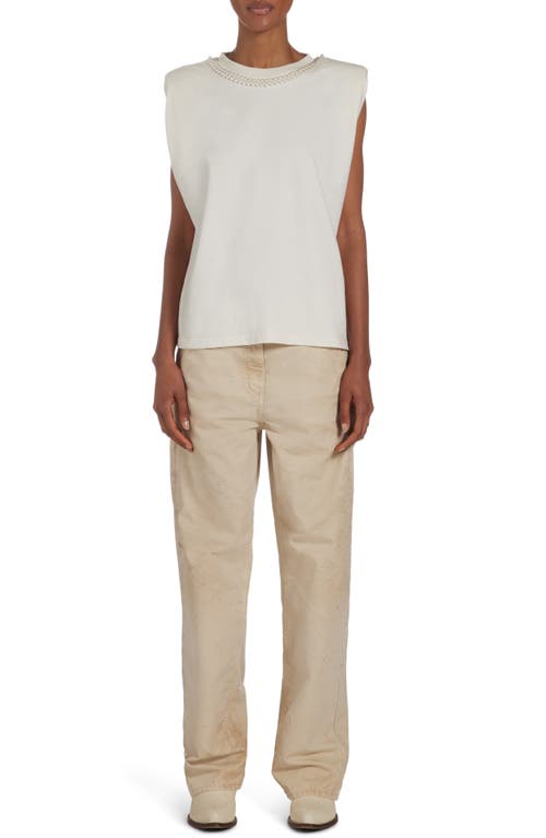 Golden Goose Imitation Pearl Embellished Cotton Shoulder Pad Tank Heritage White at Nordstrom,