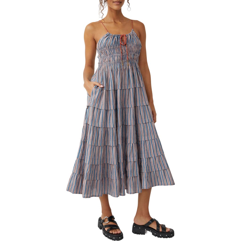 Free People Going Steady Ruffle Sundress In Taupe Combo