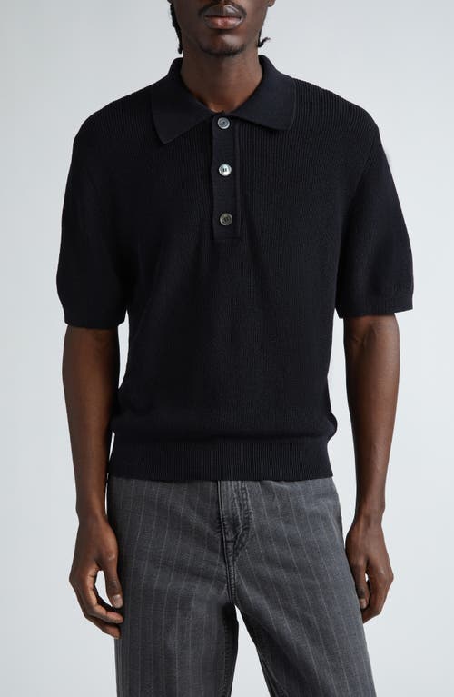 OUR LEGACY Traditional Cotton Polo Sweater Shadow Black Crispy at Nordstrom, Us