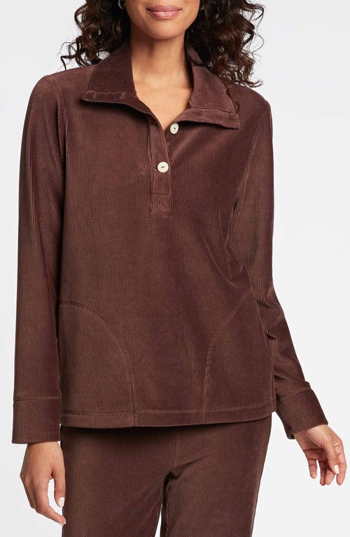 Foxcroft Sammy Corduroy Polo Sweater in Chocolate 