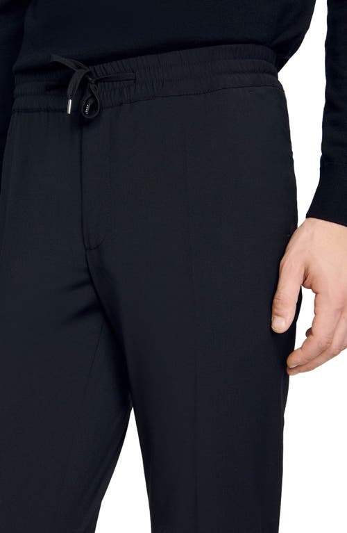 Shop Sandro Elasticated Straight-leg Trousers In Black