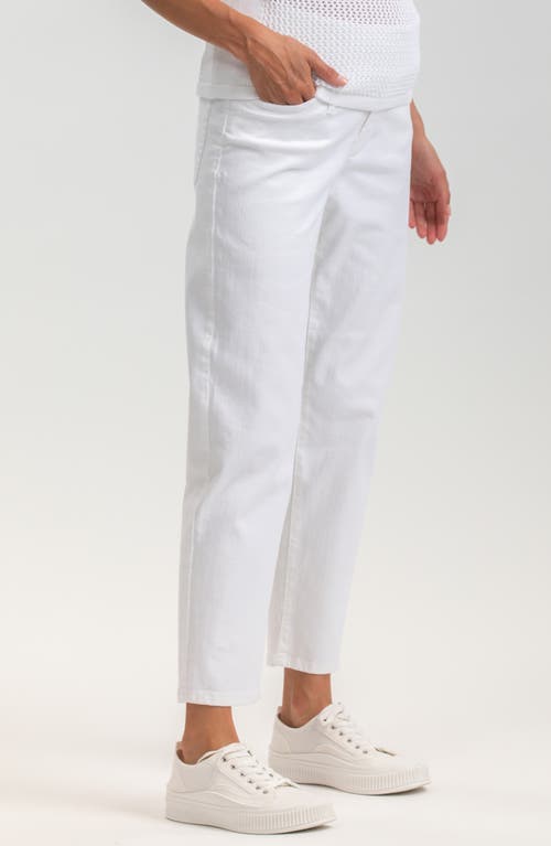 Pietro Brunelli Ankle Straight Leg Maternity Mom Jeans In White