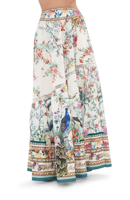 Shop Camilla Print Cotton Maxi Skirt In Plumes And Parterres