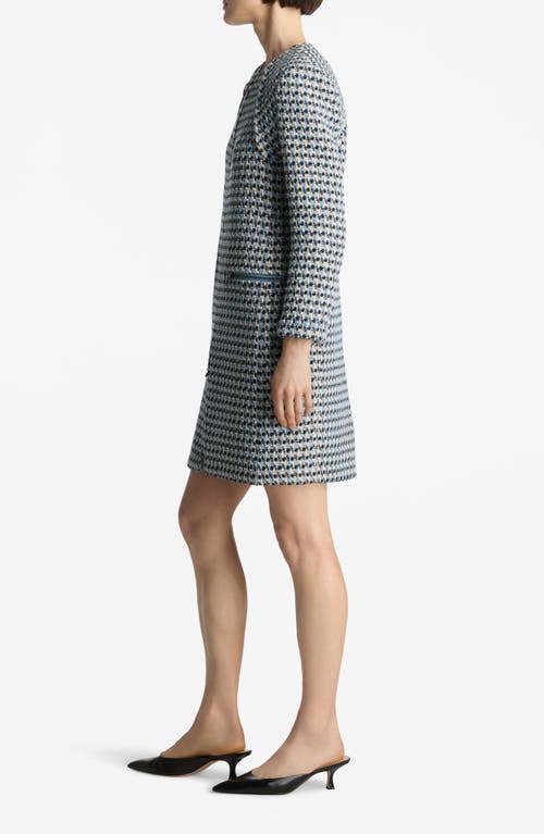 Shop St John St. John Collection Metallic Tweed Long Jacket In Royal Blue/white Multi