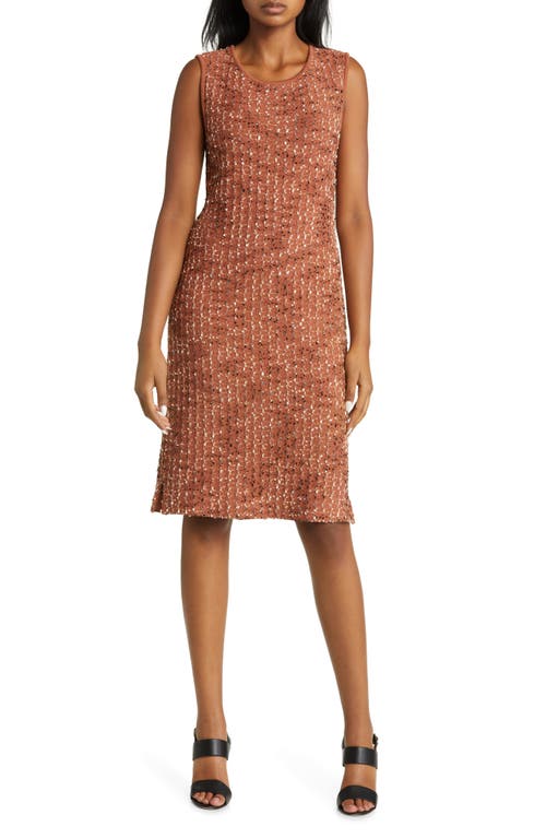 Ming Wang Shiny Tweed Knit Sheath Dress in Oakwood Limestone Java Blk at Nordstrom, Size X-Small