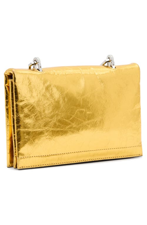 Shop Allsaints Yua Leather Clutch In Warm Gold