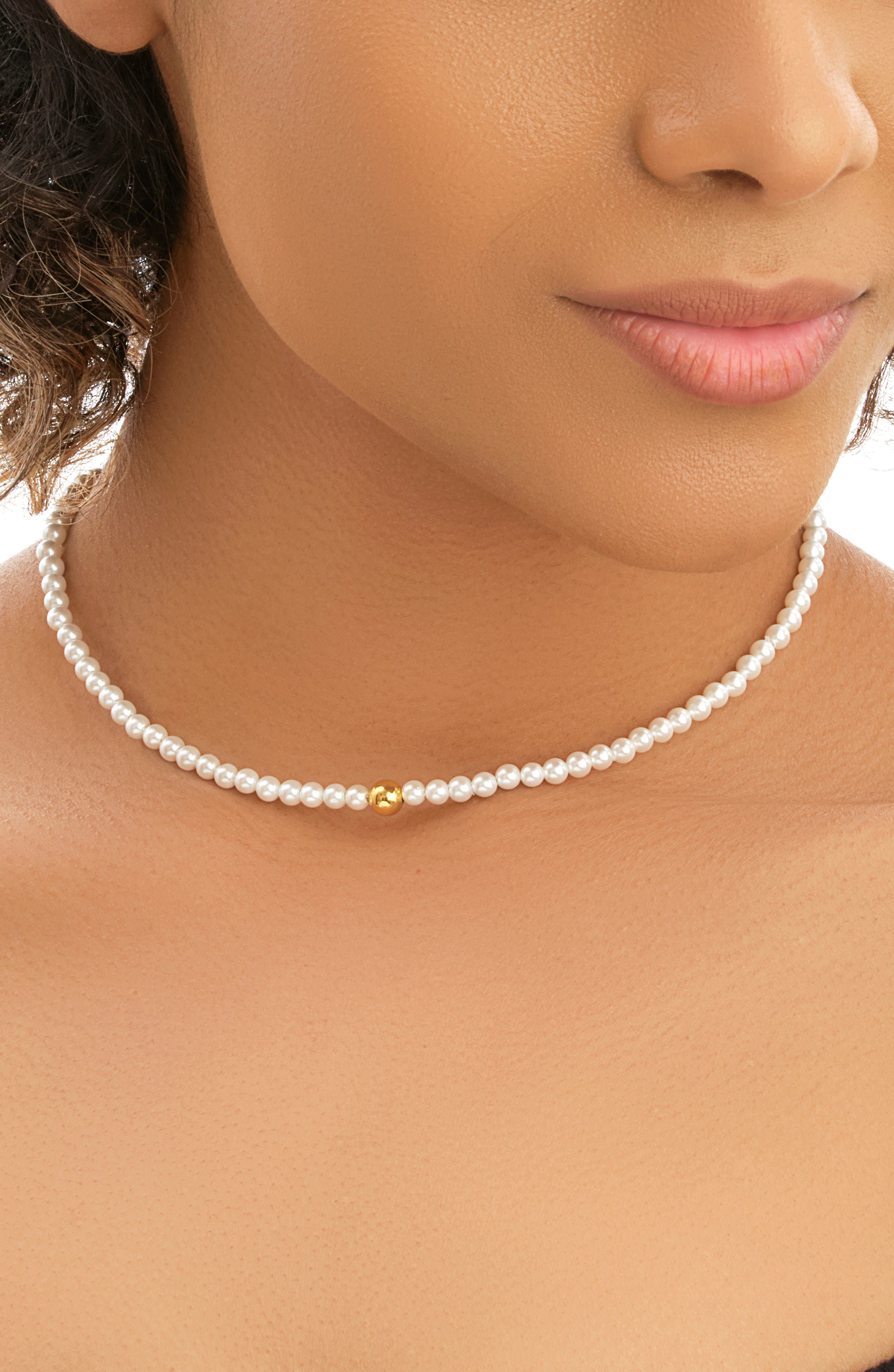 imitation pearl choker necklace