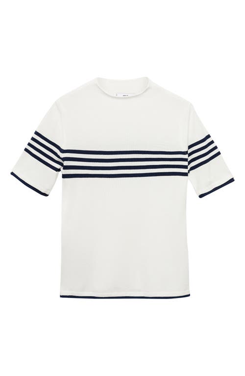 MANGO MANGO STRIPE SHORT SLEEVE SWEATER