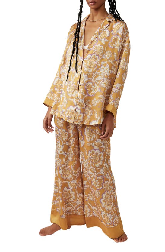 Free People Dreamy Days Mixed Print Pajamas In Golden Combo ModeSens