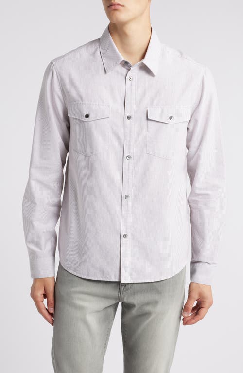 Shop Frame Classic Pinstripe Button-up Shirt In Lavender Stripe