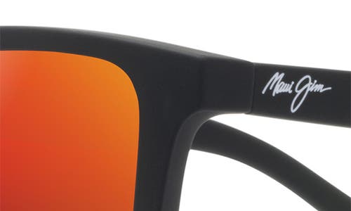 Shop Maui Jim Cruzem 57mm Polarizedplus2® Rectangular Sunglasses In Black Matte/hawaii Lava