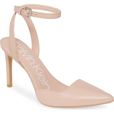 Calvin Klein Raffaela Ankle Strap Stiletto Pump, Beige