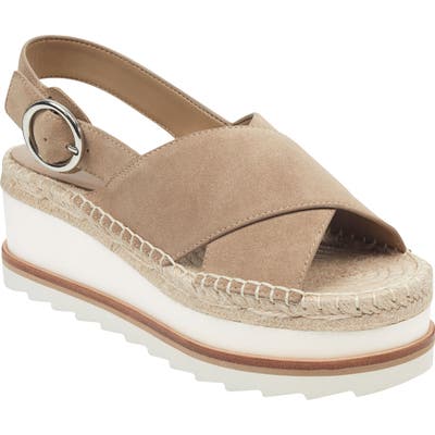 Marc Fisher Ltd Glenna Platform Slingback Sandal- Brown