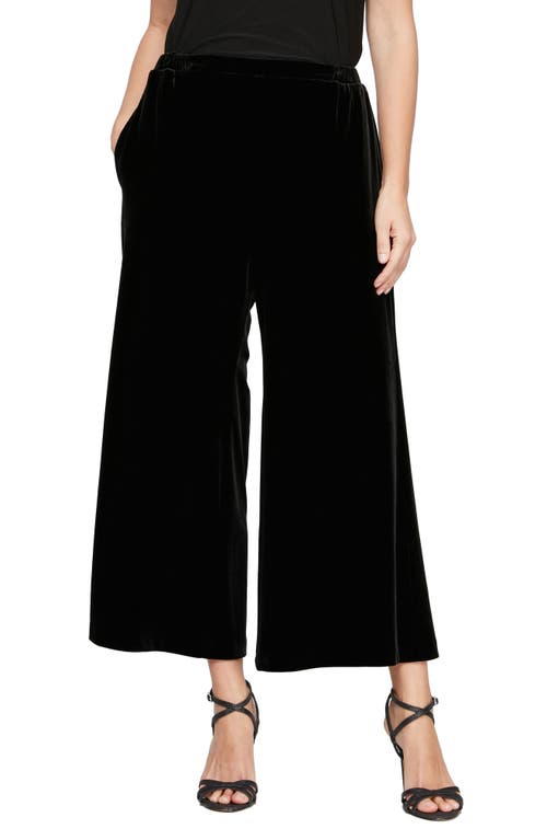 Alex Evenings Velvet Crop Wide Leg Pants Black at Nordstrom,