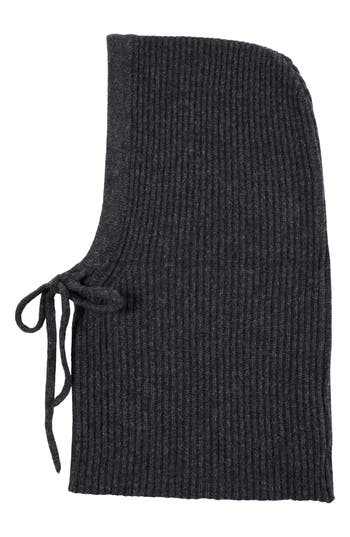 Amicale Cashmere Rib Knit Hood In Charcoal