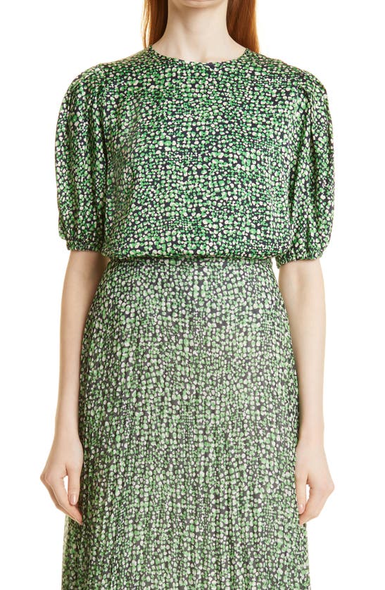 Hugo Boss Seasonal-print Top With Puff Sleeves In Open Misc