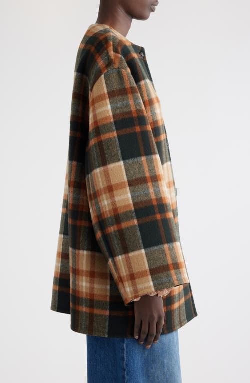 Chloé Check Double Face Wool & Silk Coat In Black Brown