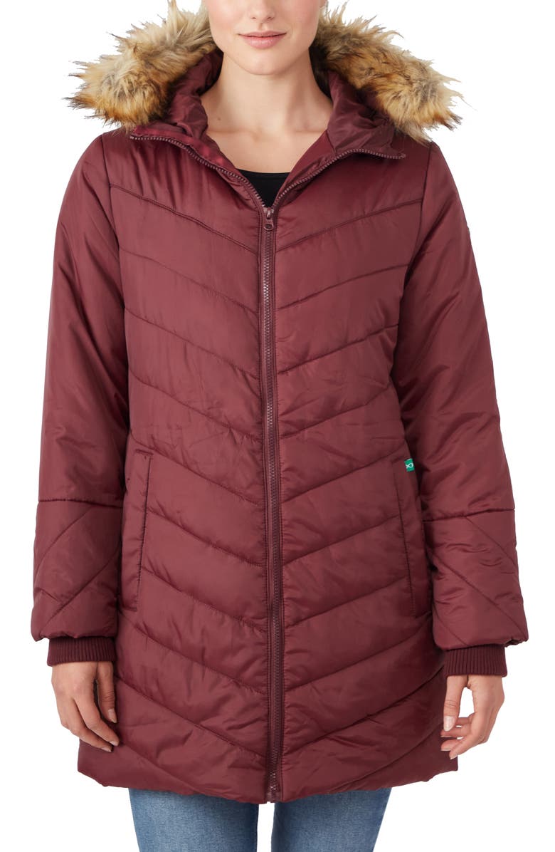 Modern Eternity Faux Fur Trim Convertible Puffer 3-in-1 Maternity Jacket |  Nordstrom