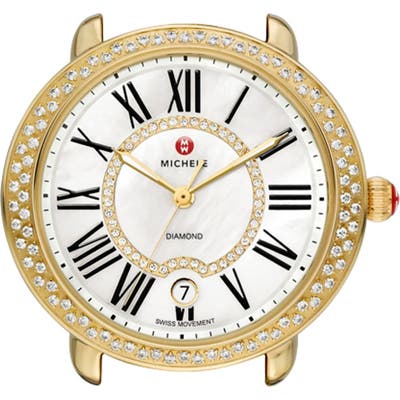 Michele Serein 16 Diamond Gold Plated Watch Case, Mm