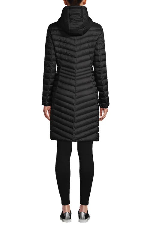 Lands' End Ultralight Packable Long Down Coat In Black