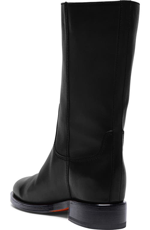 Santoni Fleeces Black Leather Boot In Black