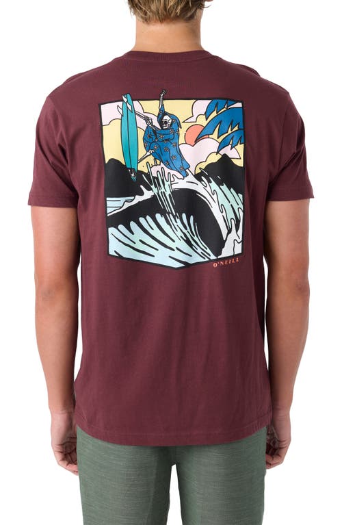 Shop O'neill Nosepick Cotton Graphic T-shirt In Burgundy