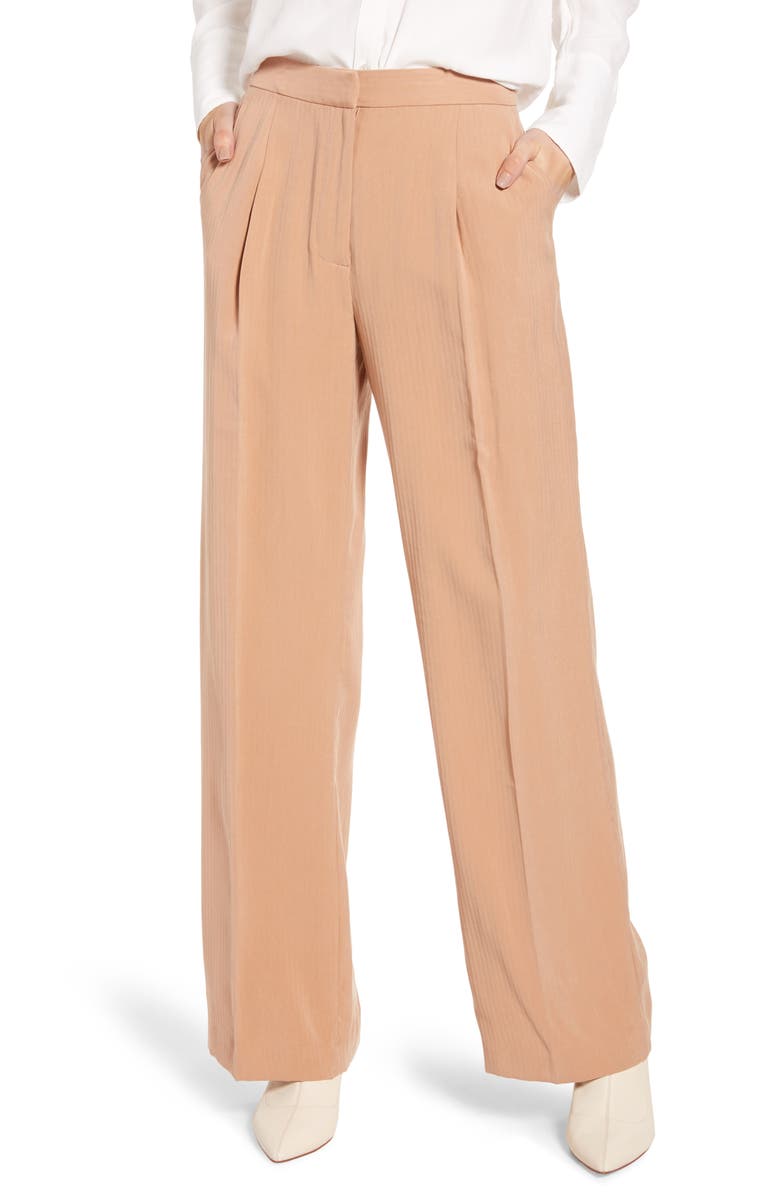 Tonal Stripe Relaxed Slacks, Main, color, TAN TAWNY
