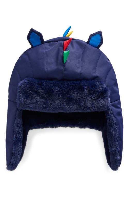 Shop Mini Boden Kids' Faux Fur Lined Trapper Hat In College Navy