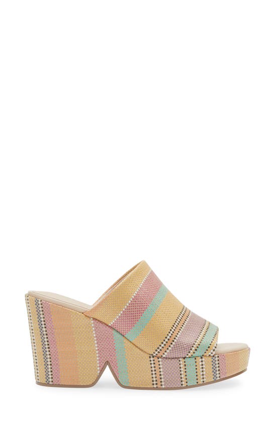 Shop Cecelia New York Frost Wedge Slide Sandal In Beige Multi Raffia