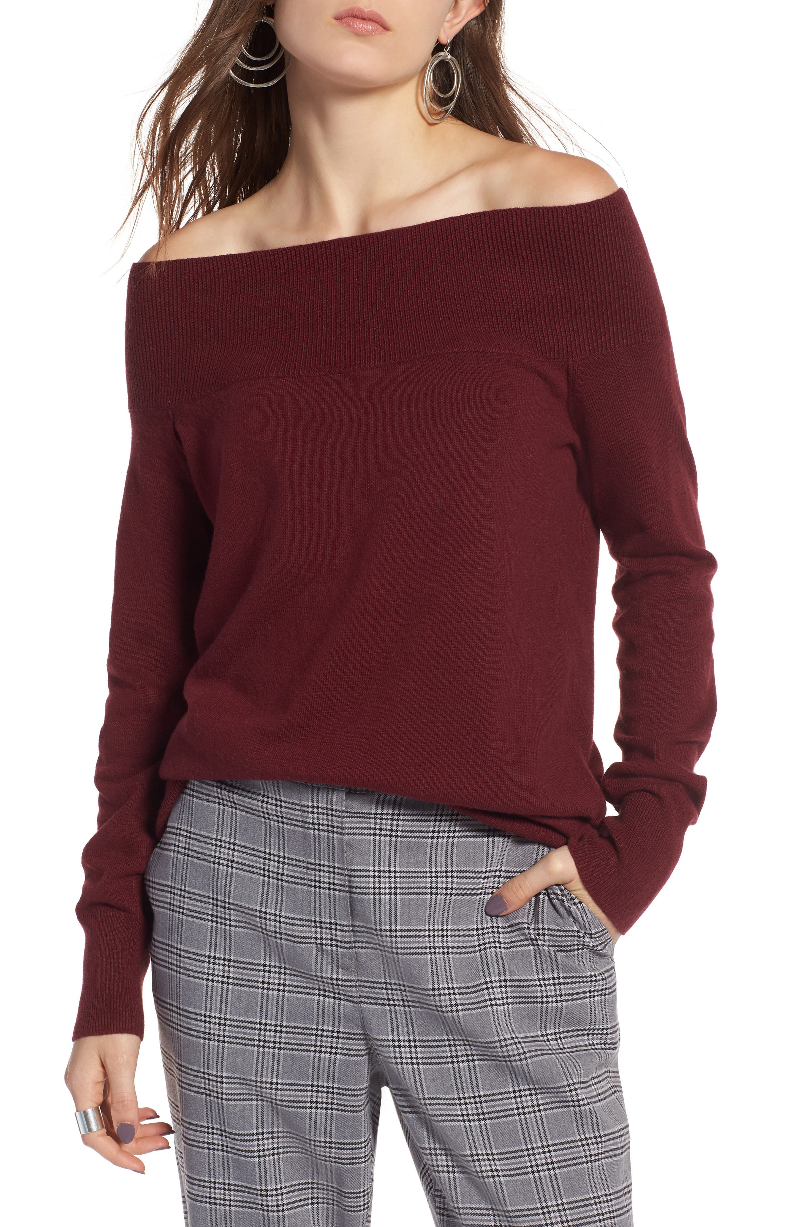 treasure and bond off the shoulder sweater