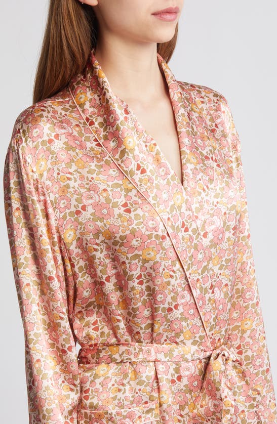Shop Liberty London Classic Floral Silk Satin Robe In Pink