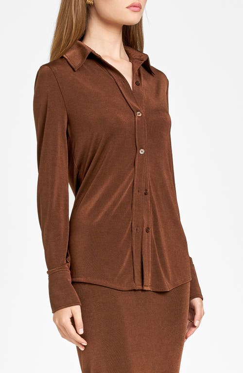 Shop Wayf Knit Button-up Shirt In Brown