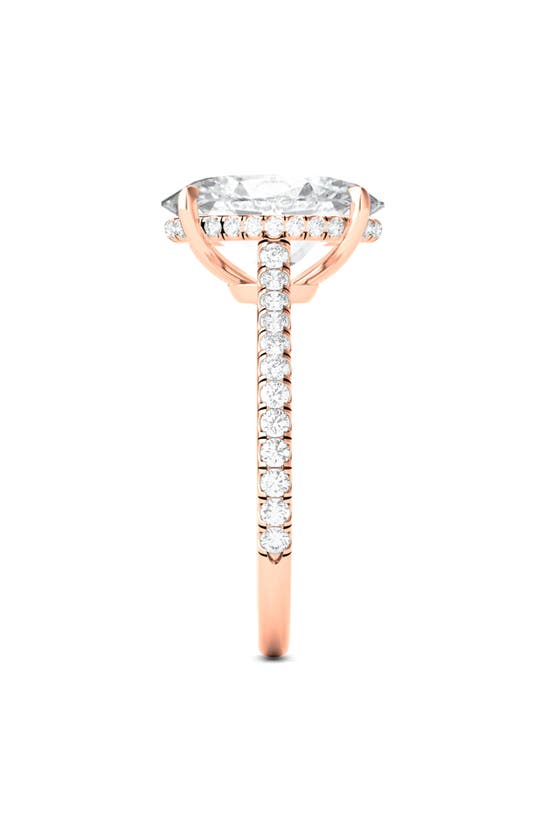 Hautecarat Everyday By 18k White Gold Halo & Oval Cut Lab Created Diamond Engagement Ring In 18k Rose Gold