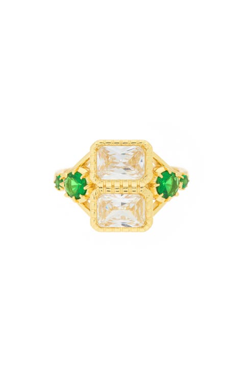 Double Rectangle CZ Statement Ring
