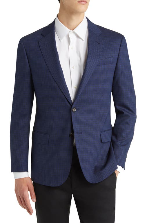 Emporio Armani Check Wool Blend Sport Coat in High Blue