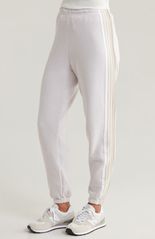 Aviator Nation Stripe Sweatpants In Dove Grey/white Grey