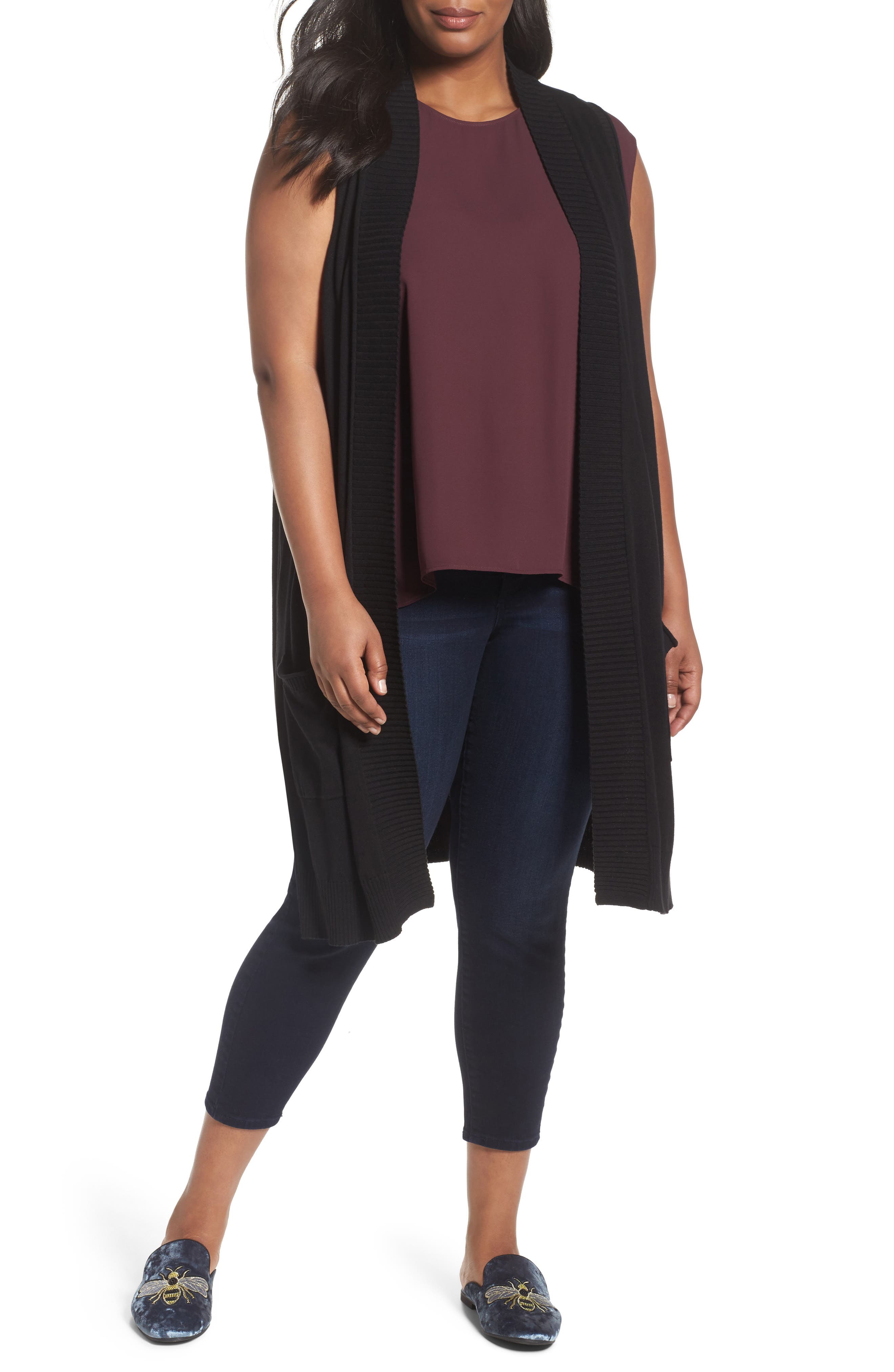 Sejour Long Sweater Vest (Plus Size) Nordstrom