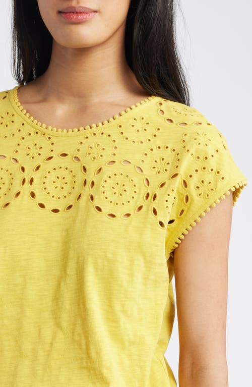 Shop Boden Sasha Eyelet Cotton T-shirt In Ceylon Yellow