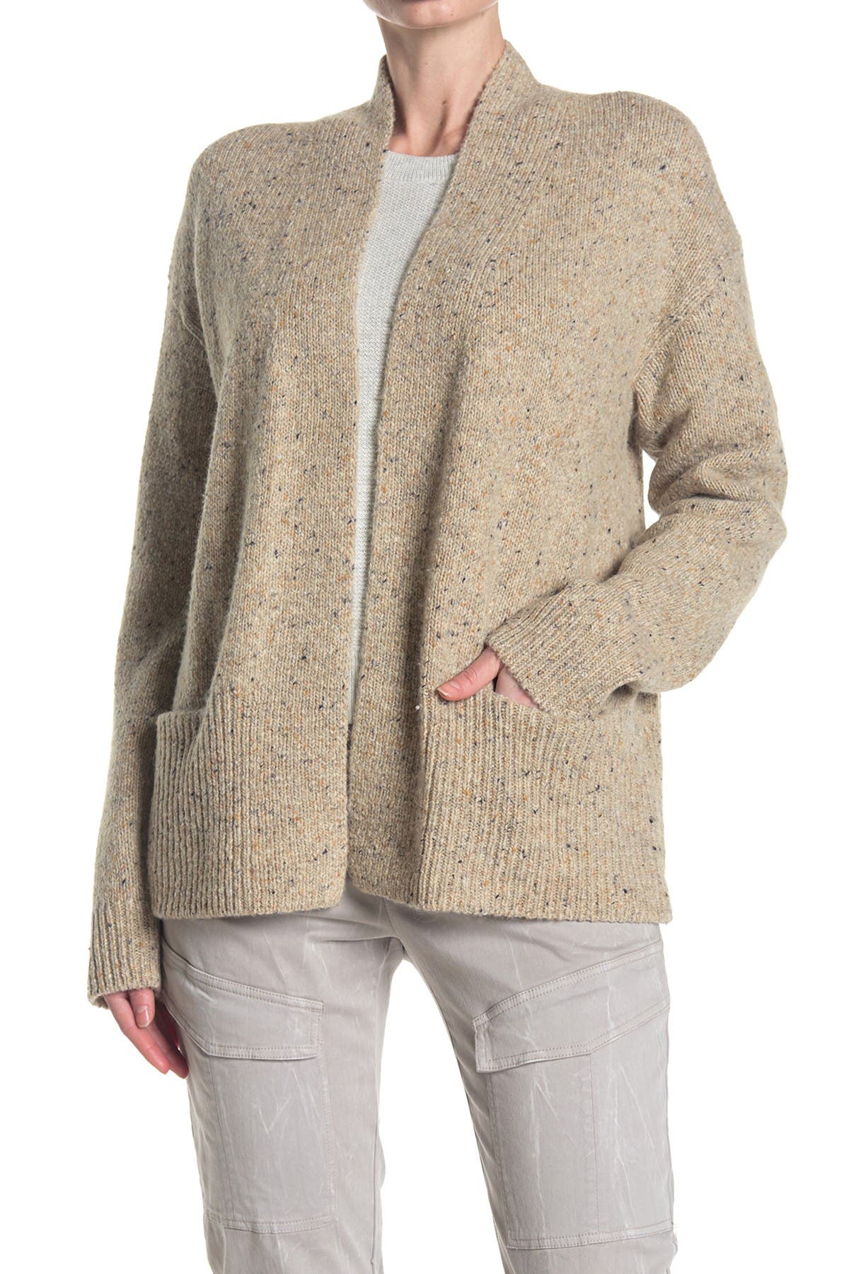 vince rib trim cardigan