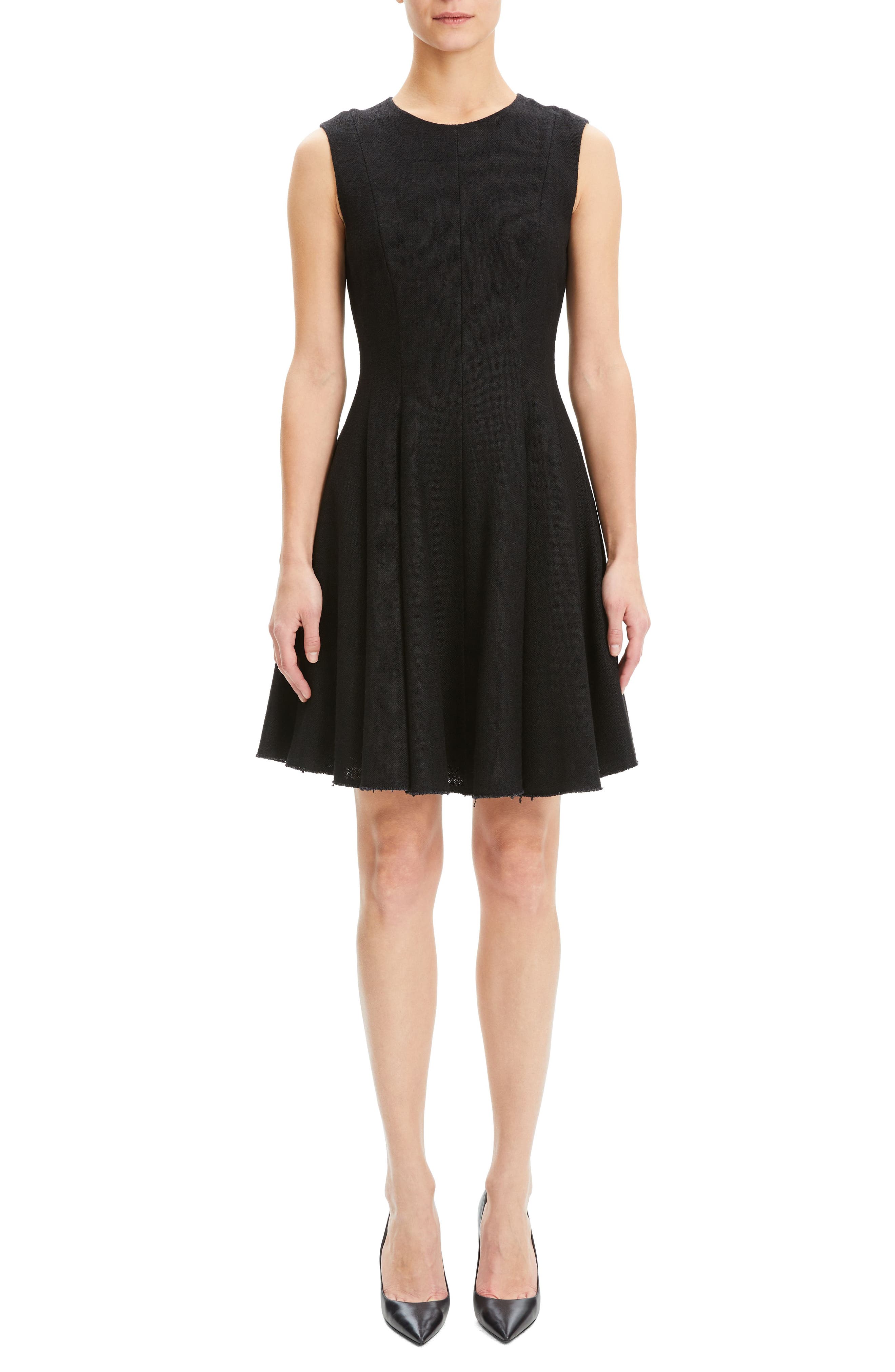 Theory Canvas Fit & Flare Dress, Black