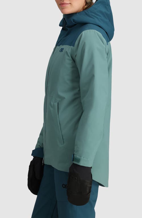 Outdoor Research Snowcrew Waterproof Hooded Ski Jacket In Neptune/harbor