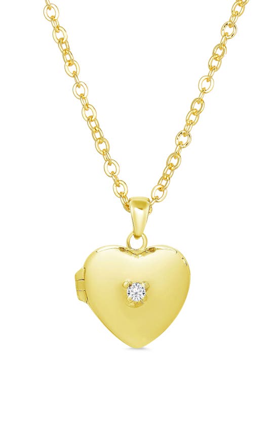 Shop Lily Nily Kids' Cubic Zirconia Heart Locket Necklace In Gold