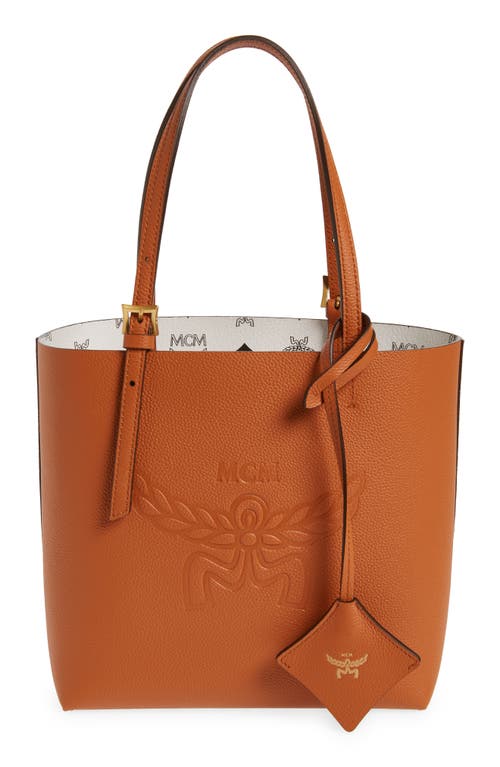 MCM Mini Lauretos Reversible Leather Shopper Bag in Cognac at Nordstrom